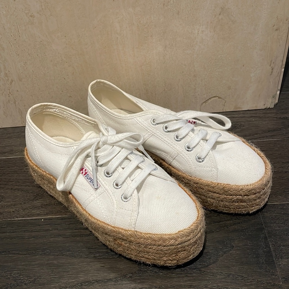 Superga raffia platform sneakers.